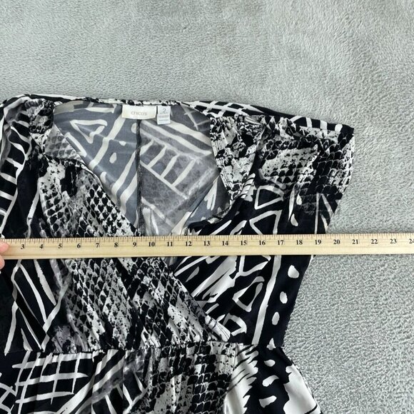 Chicos Womens Black & White Abstract Print Wrap Dress Size 2 (L) 2273 - Picture 4 of 8